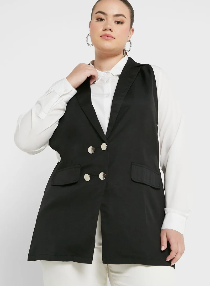 Ella Plus Button Down Pocket Detail Vest