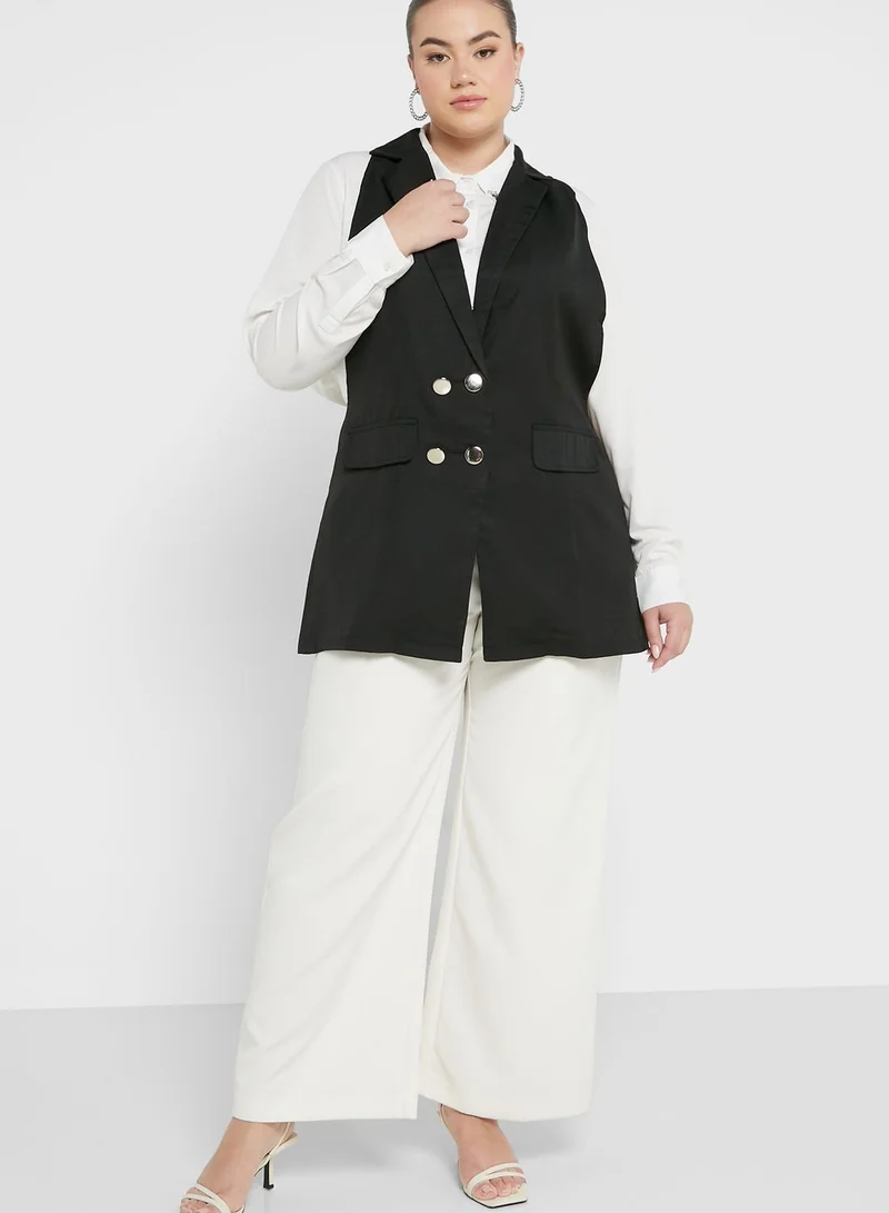 Ella Plus Button Down Pocket Detail Vest