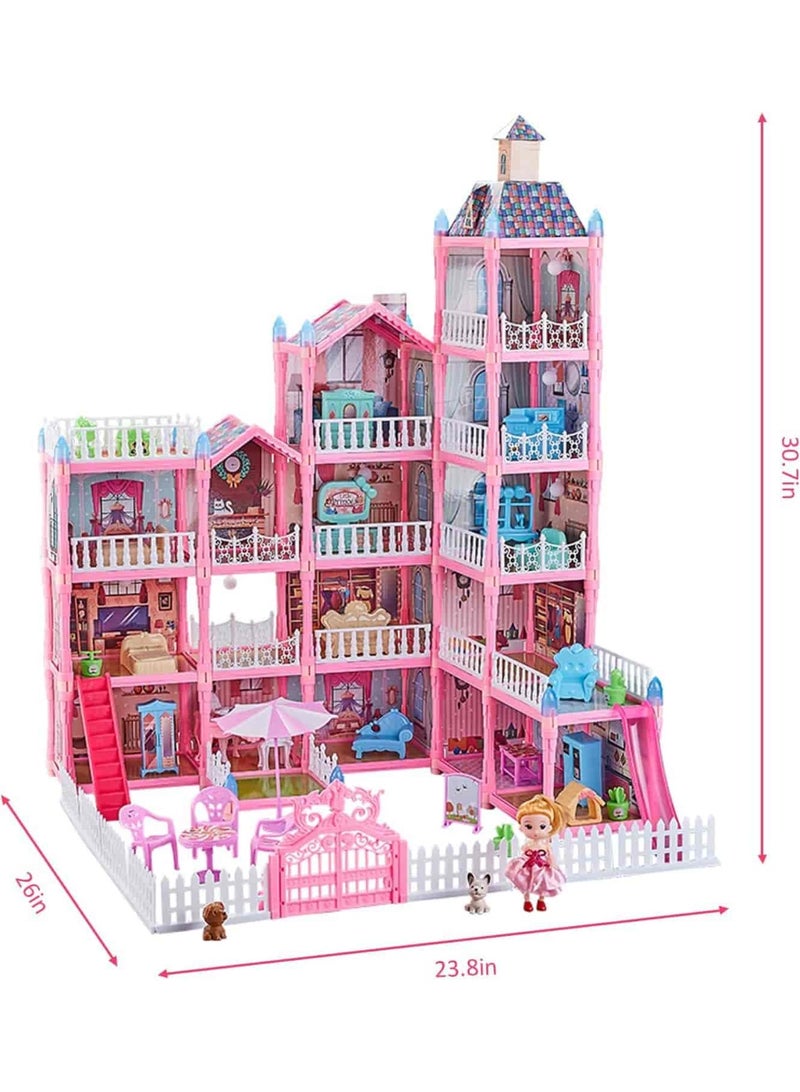 ميتوي بيت الدمية ، بيت الأحلام للفتيات التظاهر اللعب لتقوم بها بنفسك دمية عدة-5 طوابق 16 غرف مسرح مع أضواء ، دمى لعبة أرقام ، الأثاث والاكسسوارات مجموعة هدية لعبة للأطفال الأعمار 3 4 5 6 7 8+ - Image 2