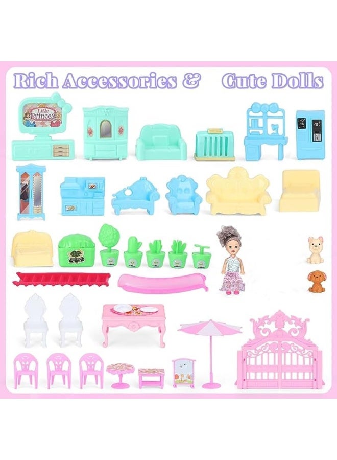 ميتوي بيت الدمية ، بيت الأحلام للفتيات التظاهر اللعب لتقوم بها بنفسك دمية عدة-5 طوابق 16 غرف مسرح مع أضواء ، دمى لعبة أرقام ، الأثاث والاكسسوارات مجموعة هدية لعبة للأطفال الأعمار 3 4 5 6 7 8+ - Image 4