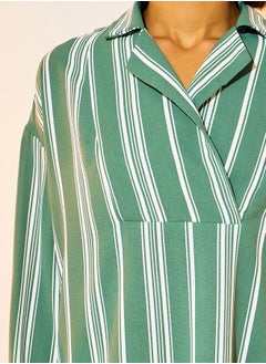 Take Two Stripe Notch Lapel Neck Long Sleeve Blouse  - Image 3