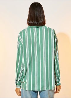Take Two Stripe Notch Lapel Neck Long Sleeve Blouse  - Image 4