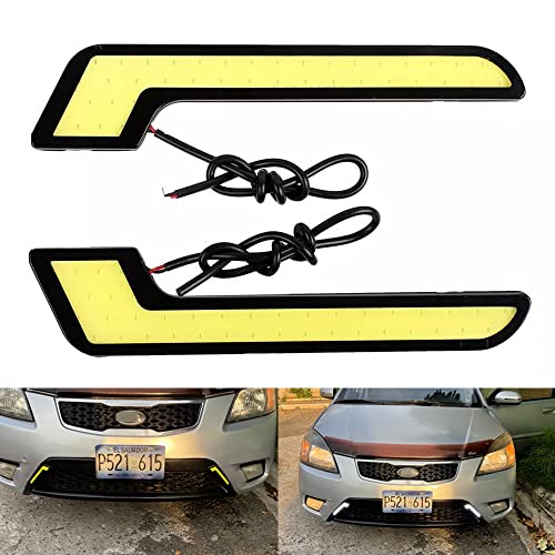 YSY 1 Pair Super Bright L-Shape COB DRL LED Daytime Running Light for Car Offroad SUV Auto LED External Driving Fog Lamp Car Light Assembly 12V (L-Shape, White) - Image 5