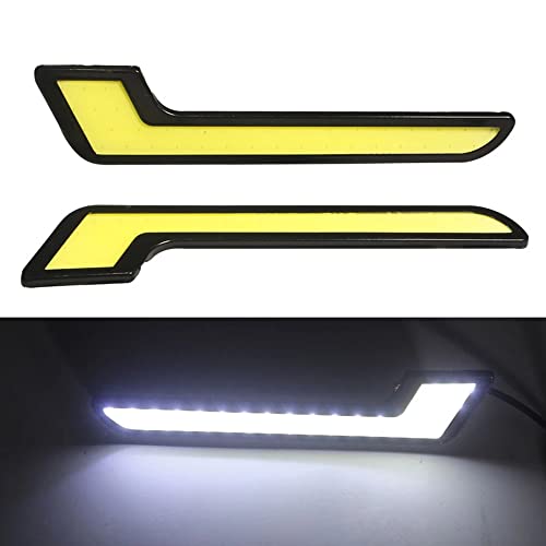 YSY 1 Pair Super Bright L-Shape COB DRL LED Daytime Running Light for Car Offroad SUV Auto LED External Driving Fog Lamp Car Light Assembly 12V (L-Shape, White) - Image 1