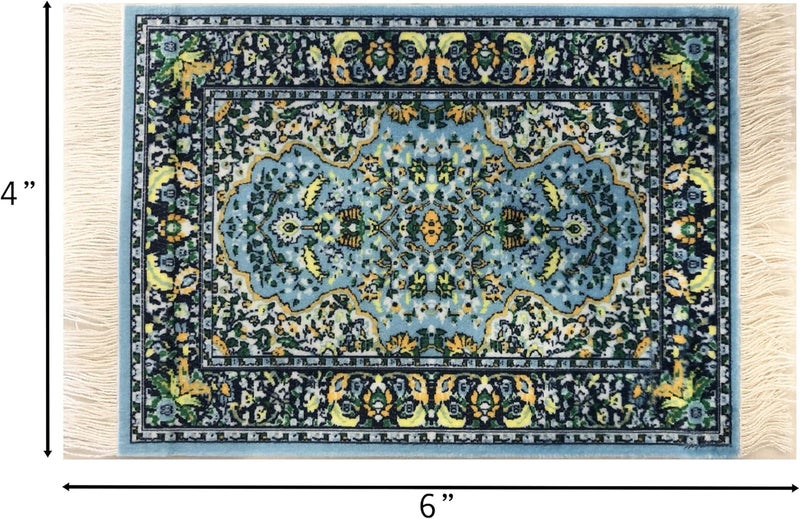 Inusitus Natural material Carpet Coasters, Set 4 Turkish Rug Style Table Drink mats, Absorbent Kitchen and Dining Accessories, Spill & drip Protection All user friendly build - Image 5