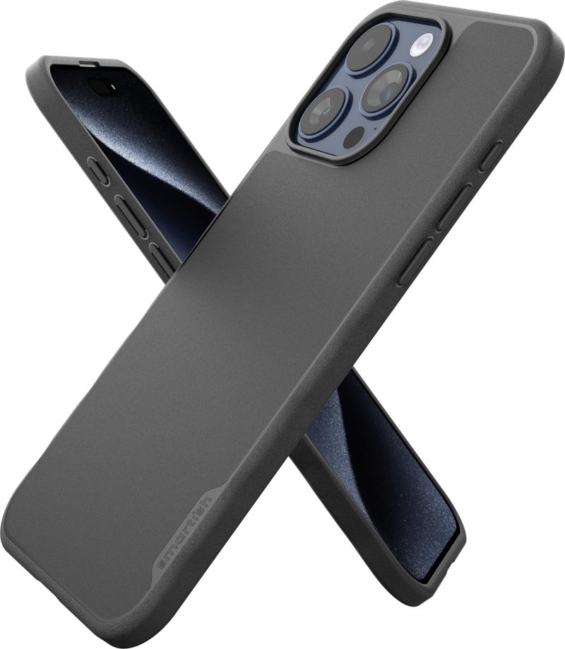 SmartishÂ® iPhone 15 Pro Max Magnetic Case - Gripmunk Compatible with MagSafe [Lightweight + Protective] Slim/Thin Grip Cover with Microfiber Lining for Apple iPhone 15 Pro Max - Black Tie Affair - Image 1