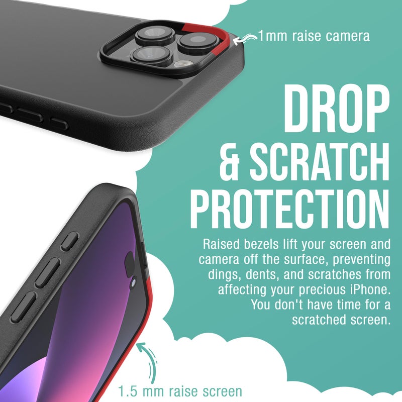 SmartishÂ® iPhone 15 Pro Max Magnetic Case - Gripmunk Compatible with MagSafe [Lightweight + Protective] Slim/Thin Grip Cover with Microfiber Lining for Apple iPhone 15 Pro Max - Black Tie Affair - Image 4