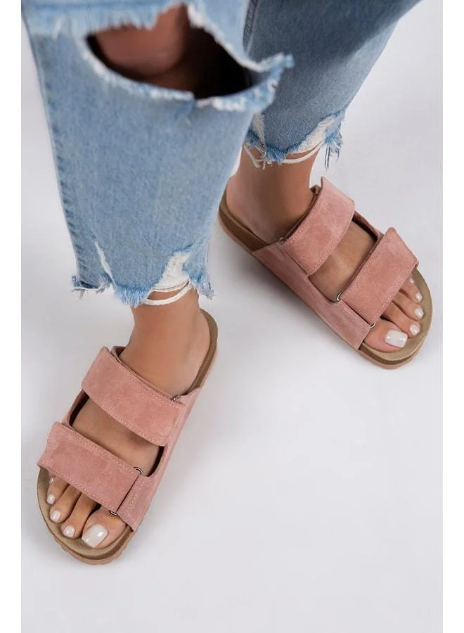 Vina Women's Genuine Leather Double strap Powder Slippers.