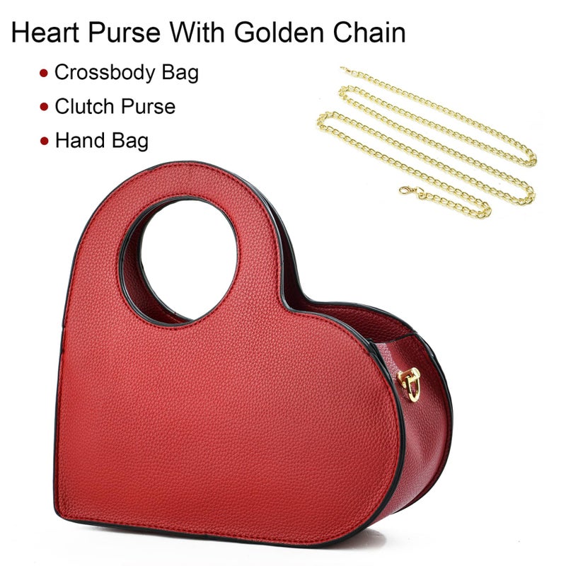 KURGOOL Heart Purse Clutch Purses and Handbags, Small Crossbody Bag with Golden Chain, Birthday Gifts for Women, Mom, Sister - Image 4