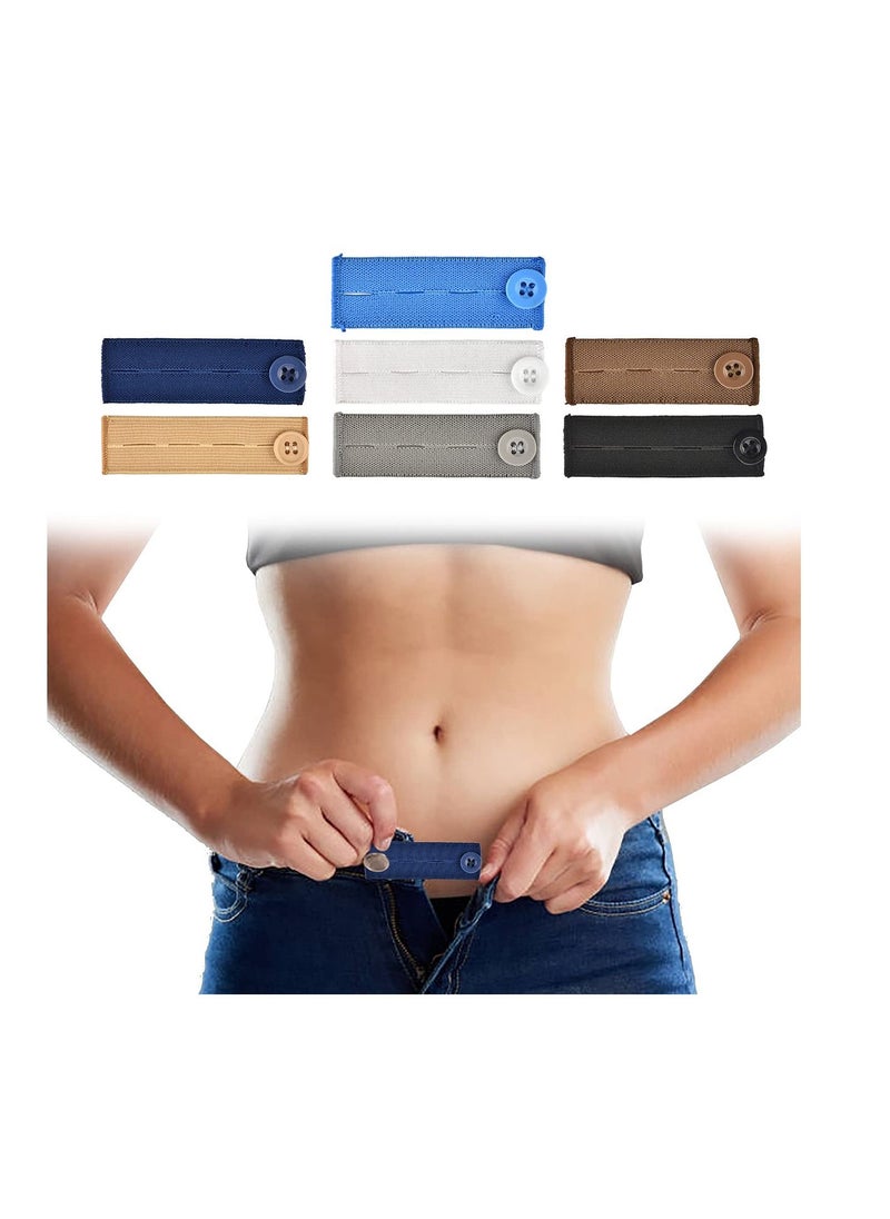 SYOSI 14 Pcs (7 Colors) Adjustable Waist Extenders, Elastic Waistband Expanders for Men and Women, Convenient Jeans Pants Button Extender Set  - Image 1