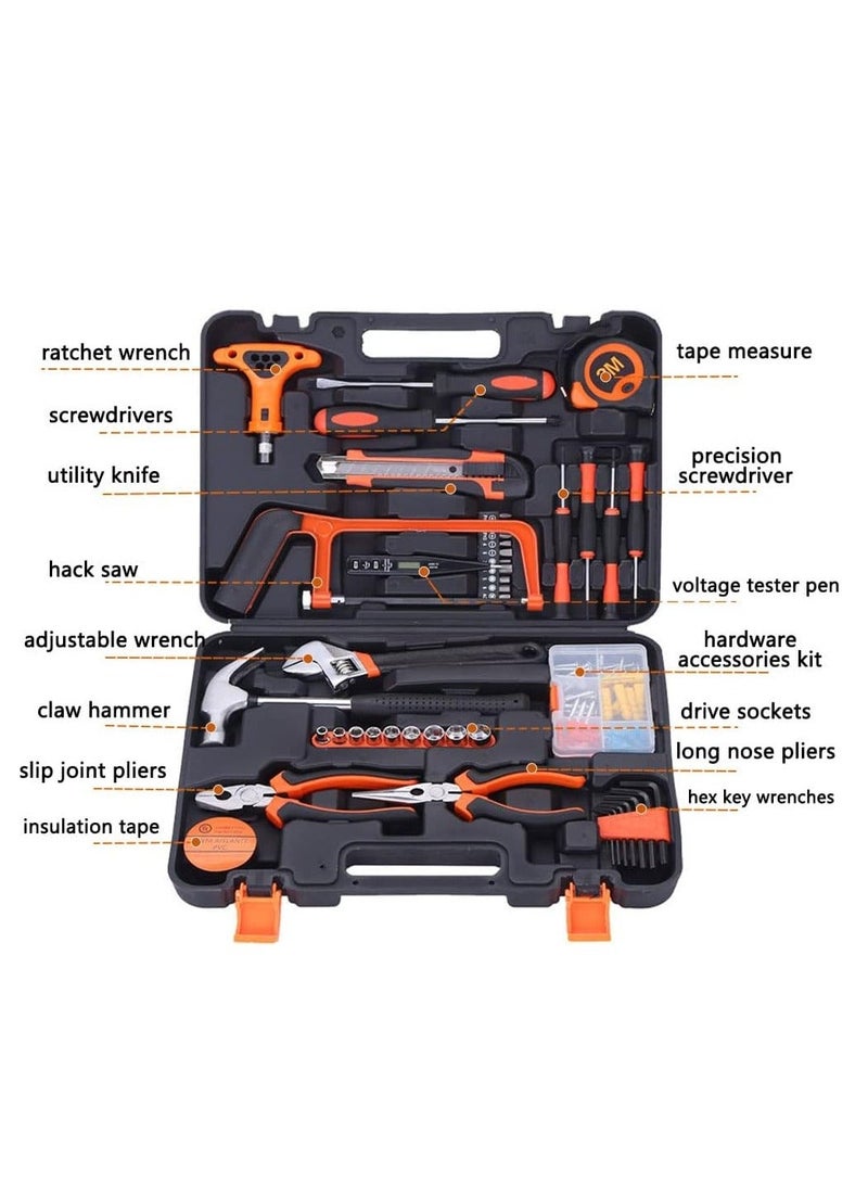 Halamine 82 Piece Household Tools Set,Hand tools Kit tools,Mechanics tool set,For Home Repairs DIY Furniture Assembly Electrical Work Carpentry Workshop,Orange - Image 5