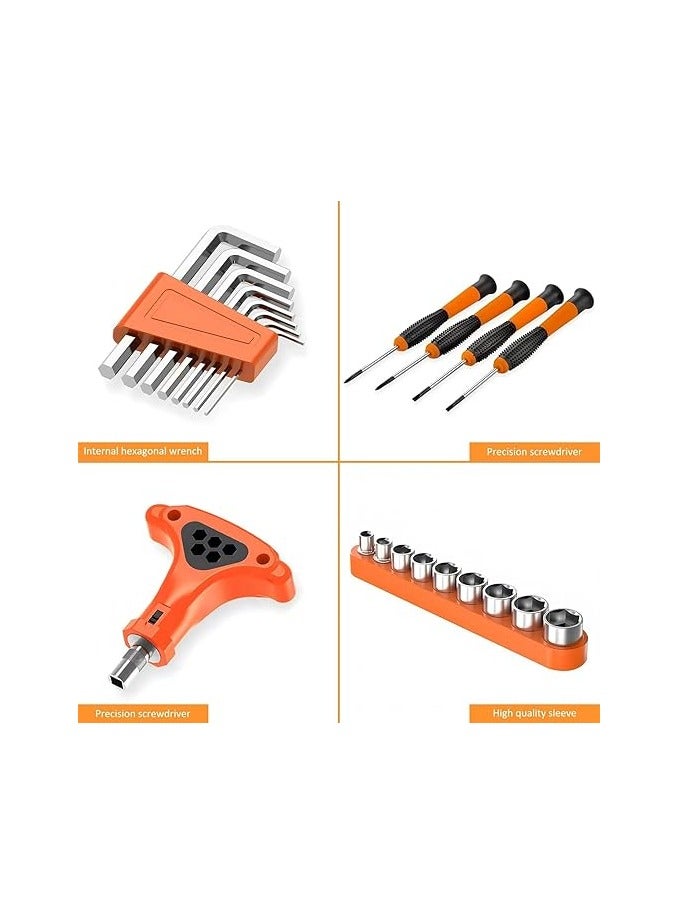 Halamine 82 Piece Household Tools Set,Hand tools Kit tools,Mechanics tool set,For Home Repairs DIY Furniture Assembly Electrical Work Carpentry Workshop,Orange - Image 4