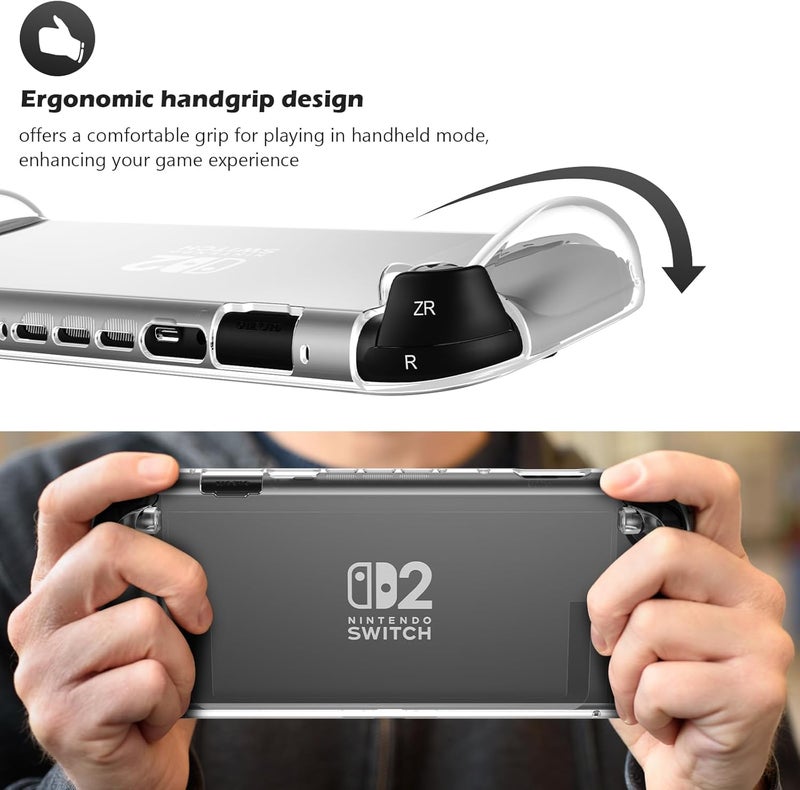 بروكاس ProCase غطاء حماية لـ Nintendo Switch 2 2025، غطاء حماية شفاف، مقاوم للخدش، امتصاص الصدمات، تصميم قبضة مريح، سهل التركيب - شفاف - Image 3