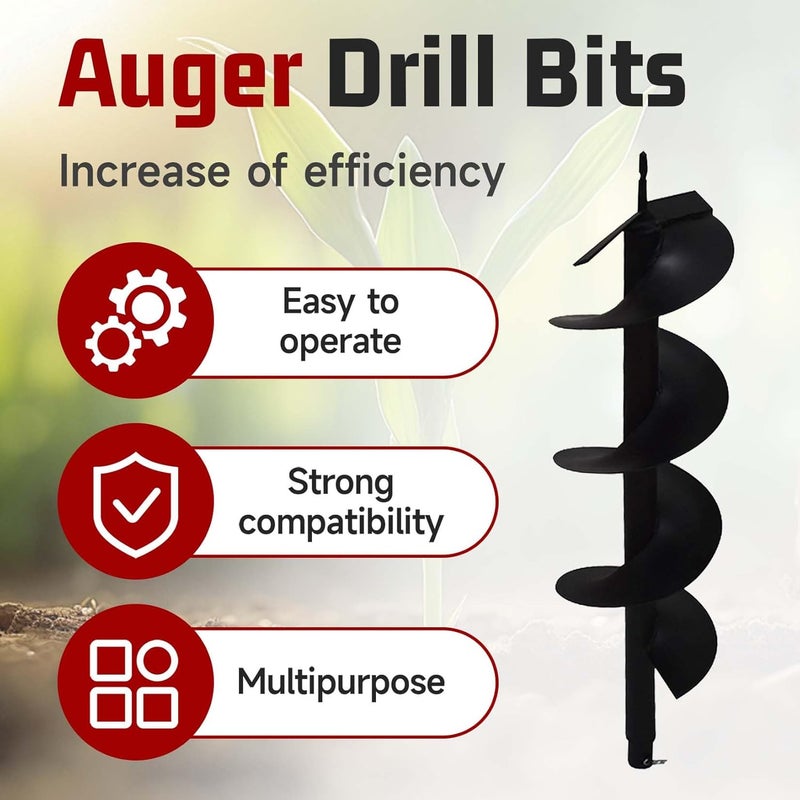 findmall Earth Auger Drill Bits 4" 6" 8" 10" 12" for gaseous Powered Post Fence Hole Digger (8inch) - Image 3