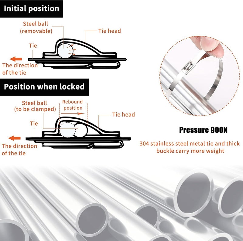 Idong Metal tie wrap Gun kit,Stainless Steel Cable Tie Gun and 100PCS 4.6 x 270mm Stainless Steel Cable Ties,Zip Tie Tool,Cable Tie Gun - Image 5