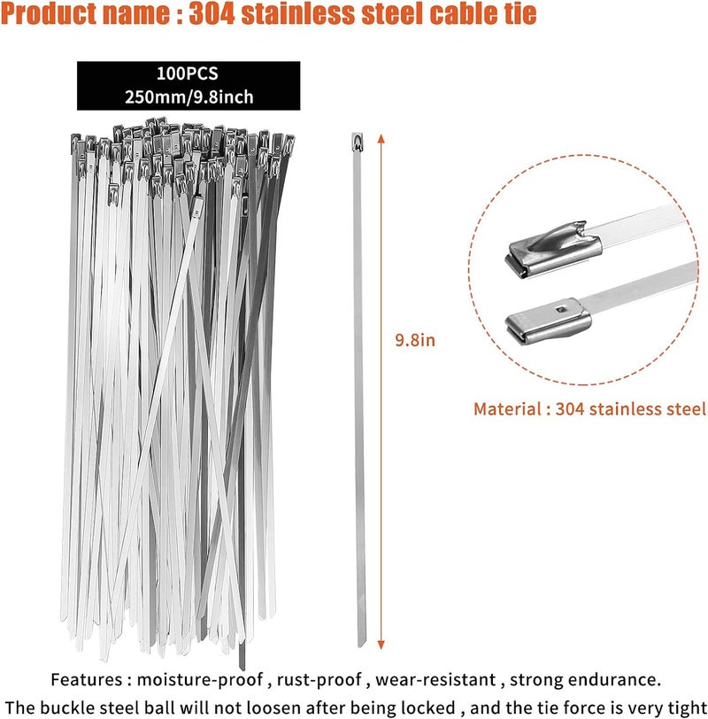 Idong Metal tie wrap Gun kit,Stainless Steel Cable Tie Gun and 100PCS 4.6 x 270mm Stainless Steel Cable Ties,Zip Tie Tool,Cable Tie Gun - Image 4