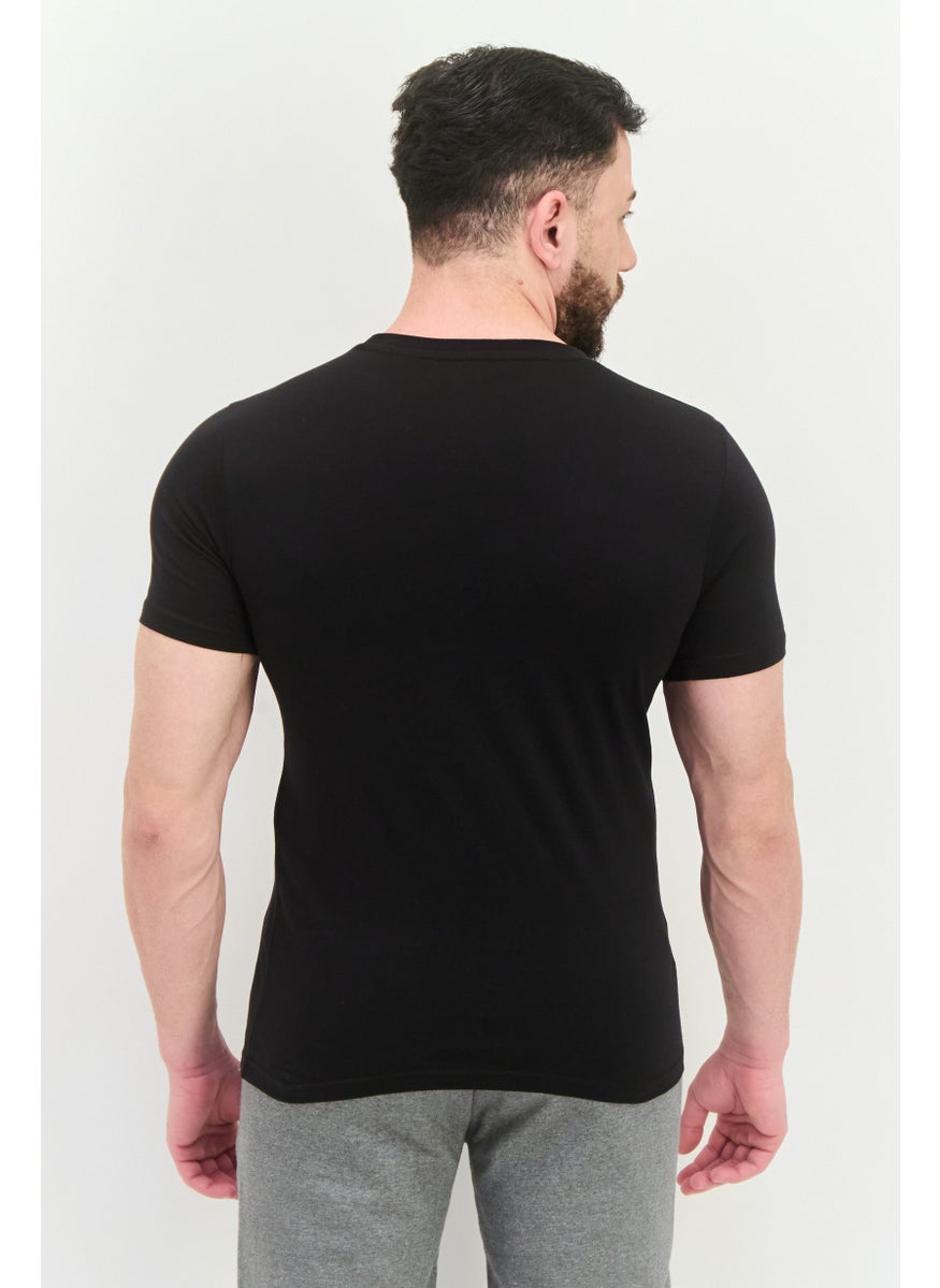 LOTTO Men Sportswear Fit Short Sleeves Outdoor T-Shirt, Black  - Image 3