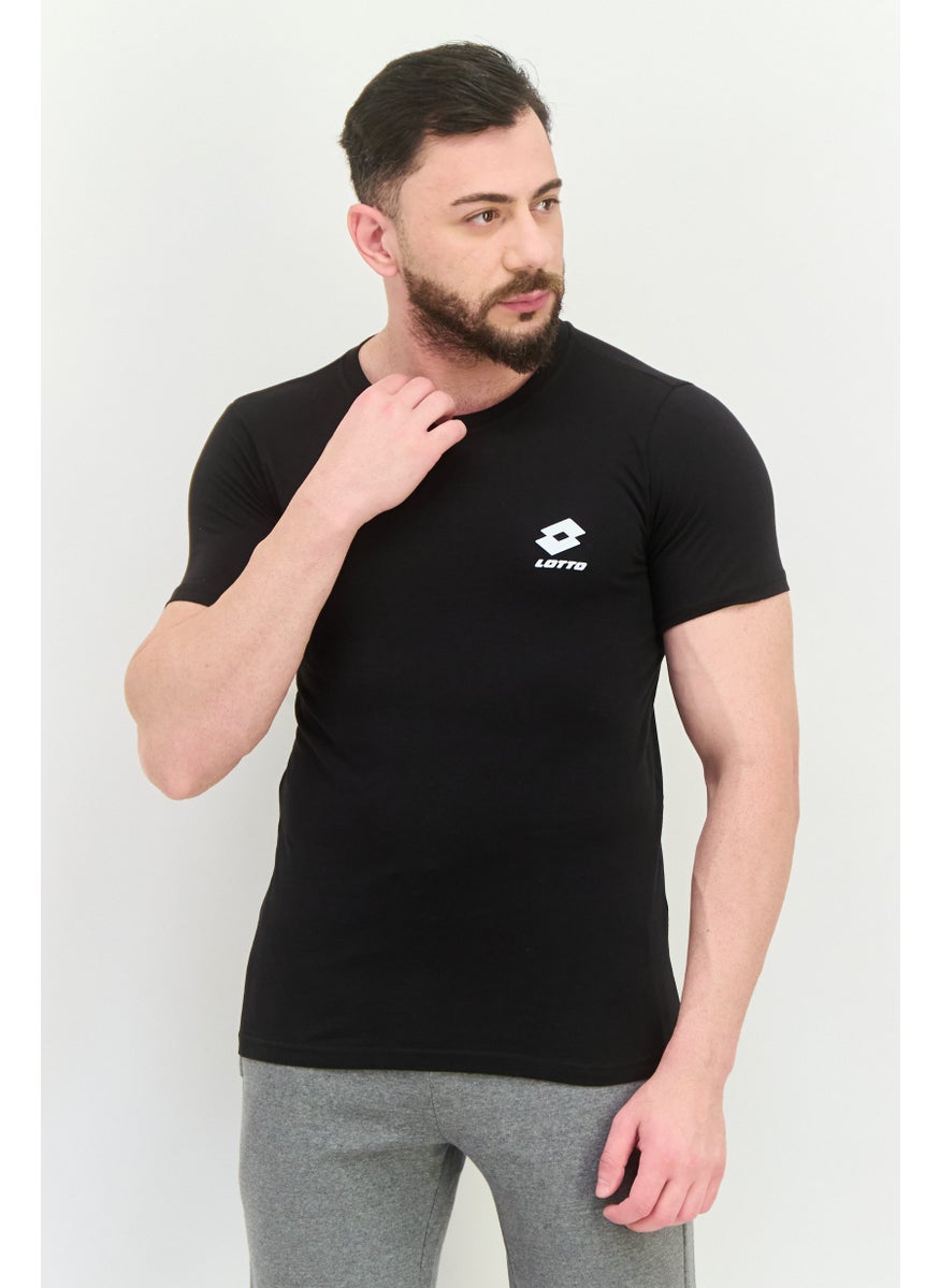 LOTTO Men Sportswear Fit Short Sleeves Outdoor T-Shirt, Black  - Image 1
