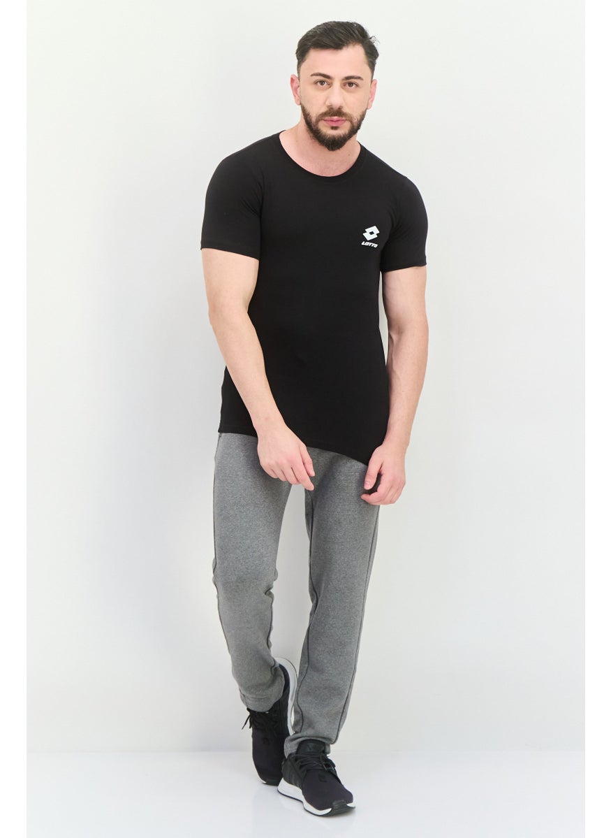 LOTTO Men Sportswear Fit Short Sleeves Outdoor T-Shirt, Black  - Image 4