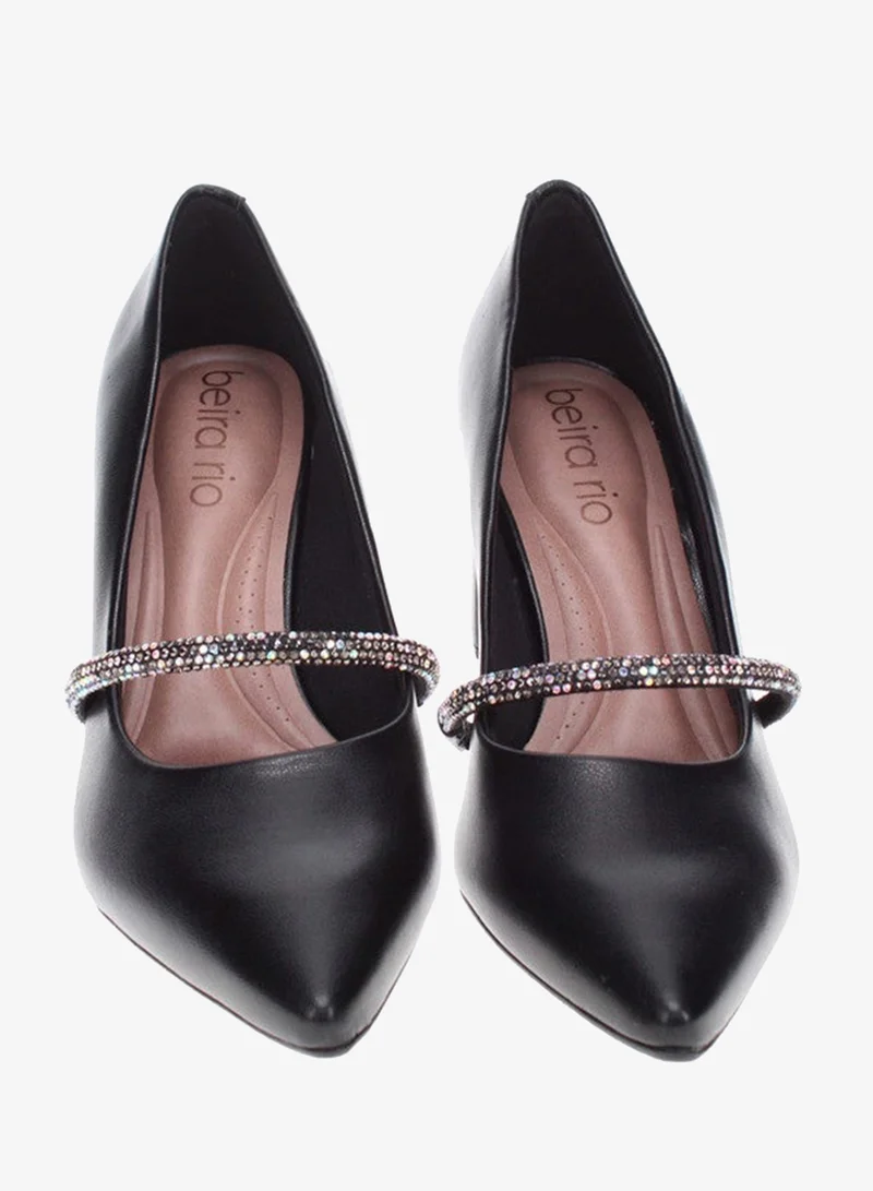 Beira Rio Black Mid Heels Shoes for Women – Classic Mid Heel Pumps for Girls & Ladies Office Wear for Women | Best Price UAE