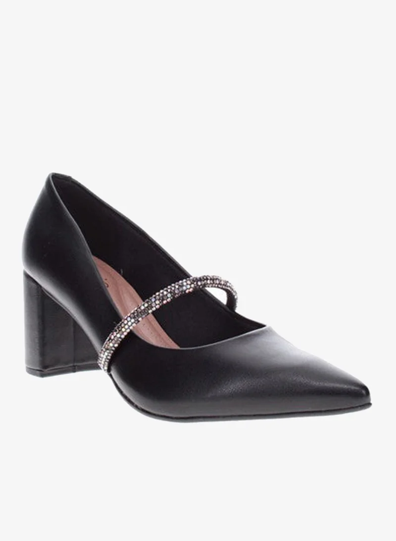 Beira Rio Black Mid Heels Shoes for Women – Classic Mid Heel Pumps for Girls & Ladies Office Wear for Women | Best Price UAE