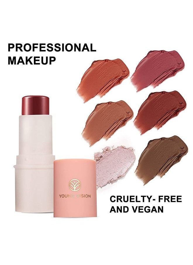 YOUNG VISION - Pack Of 6 Cream Contour Sticks Collection, 6 Colors Face Blush Bronzer and Highlighter Makeup Set - Putty Blush Palette - Blendable - Lightweight - Gift Set - Image 1