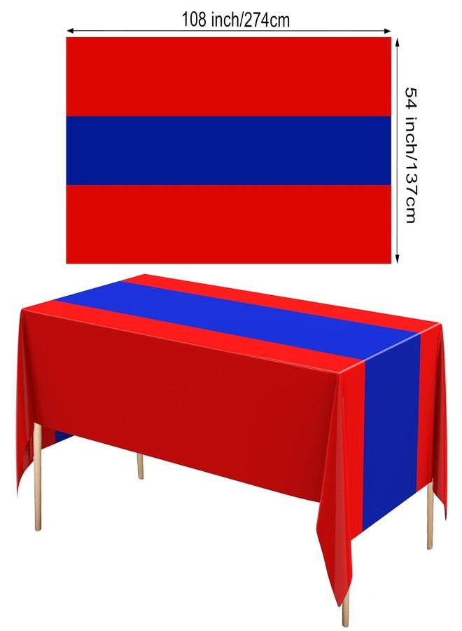 Oudain 6 Pcs Disposable Plastic Tablecloths 54" x 108" for Rectangle Tables Cloths Waterproof Table Cover for Graduation 4th of July Wedding Baby Shower Birthday Party Decoration (Red,Blue) - Image 3