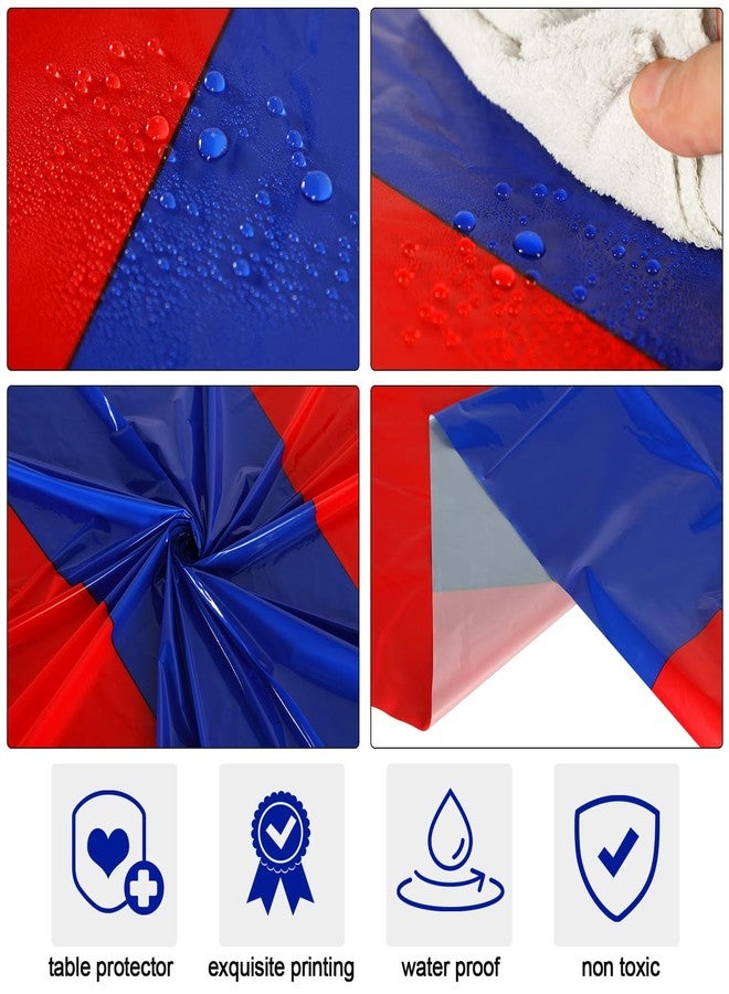 Oudain 6 Pcs Disposable Plastic Tablecloths 54" x 108" for Rectangle Tables Cloths Waterproof Table Cover for Graduation 4th of July Wedding Baby Shower Birthday Party Decoration (Red,Blue) - Image 2