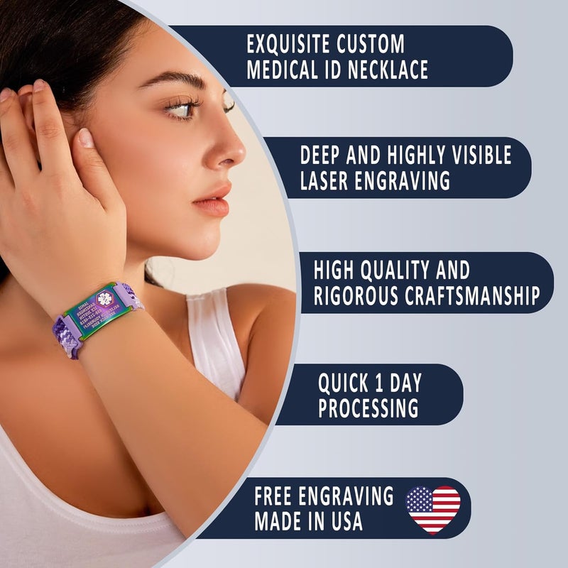 Divoti Custom Engraved Medical Alert ID Bracelet – Dual-Sided Wristband, Stainless Steel – Durable & Rust Free – Adjustable & Trim-to-Fit – Emergency Medical Info Band for Men & Women - Image 3