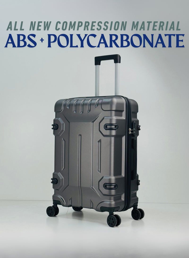 SAW & SEE Premium ABS+PC Unbreakable Anti-fall protection Hard Shell Durable Strong Luggage 3-Piece Suitcase Set, Lightweight Trolley Bags with 4 double Spinner Wheels, Combination security Lock and Compressed ABS+PC Material Durable Travel Suitcases– 12 Kg, 23 Kg, 35 Kg - 20" / 24" / 28" – DARK GREY - Image 2