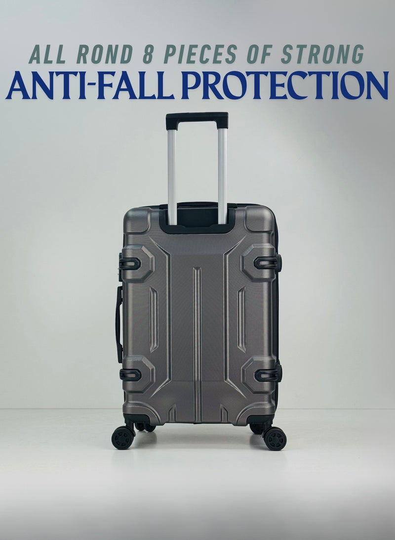 SAW & SEE Premium ABS+PC Unbreakable Anti-fall protection Hard Shell Durable Strong Luggage 3-Piece Suitcase Set, Lightweight Trolley Bags with 4 double Spinner Wheels, Combination security Lock and Compressed ABS+PC Material Durable Travel Suitcases– 12 Kg, 23 Kg, 35 Kg - 20" / 24" / 28" – DARK GREY - Image 5