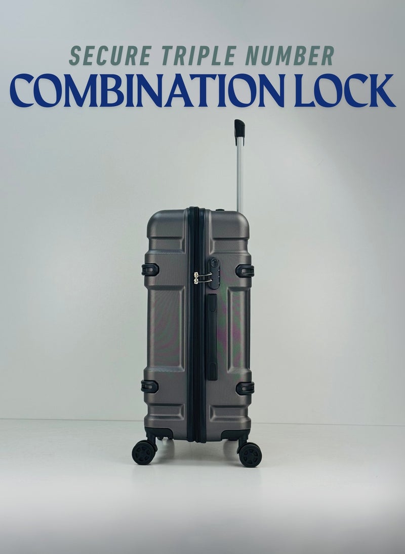 SAW & SEE Premium ABS+PC Unbreakable Anti-fall protection Hard Shell Durable Strong Luggage 3-Piece Suitcase Set, Lightweight Trolley Bags with 4 double Spinner Wheels, Combination security Lock and Compressed ABS+PC Material Durable Travel Suitcases– 12 Kg, 23 Kg, 35 Kg - 20" / 24" / 28" – DARK GREY - Image 4