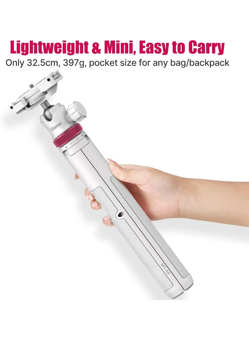 ULANZI MT-44 Extendable Phone Tripod, 59" Selfie Stick Portable Vlog Tripod Stand with 2 in 1 Phone Clip 1/4" Screw, 360° Ball Head Camera Tripod for DJI Pocket Sony Canon Action Fujifilm, White - Image 5