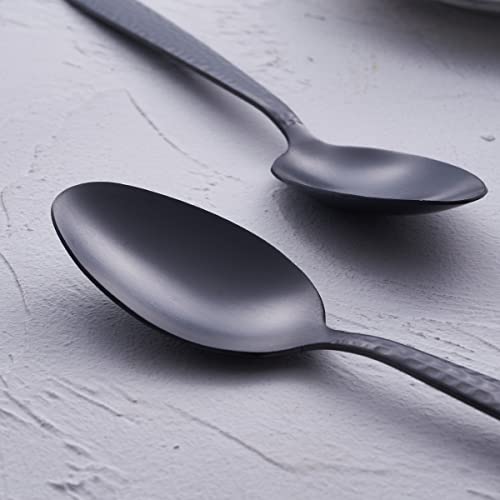 FULLYWARE Matte Black Dinner Spoon Set of 6, FULLYWARE 8.0 inches Stainless Steel Black Spoon Silverware, Satin Finish. - Image 5