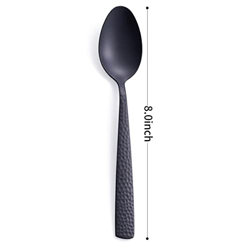 FULLYWARE Matte Black Dinner Spoon Set of 6, FULLYWARE 8.0 inches Stainless Steel Black Spoon Silverware, Satin Finish. - Image 3