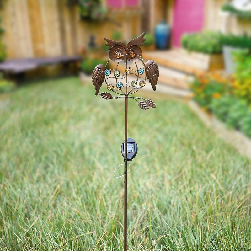 TAKE ME Owl Garden Solar Lights Outdoor, Solar Powered Stake Lights Mothers Day Garden Gifts Mom Wife Grandma - Metal OWL LED Decorative Garden Lights for Walkway,Pathway,Yard,Lawn (Bronze) - Image 3