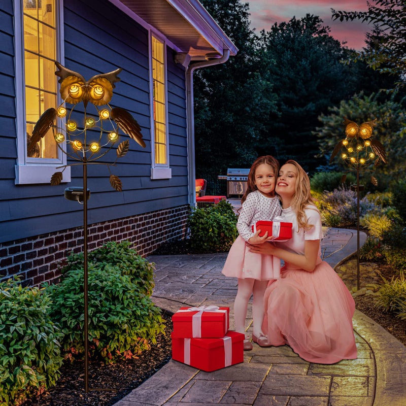 TAKE ME Owl Garden Solar Lights Outdoor, Solar Powered Stake Lights Mothers Day Garden Gifts Mom Wife Grandma - Metal OWL LED Decorative Garden Lights for Walkway,Pathway,Yard,Lawn (Bronze) - Image 2