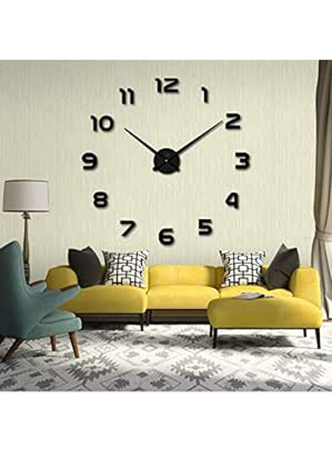 Frameless Diy Wall Clock 3D Mirror Wall Clock Large Mute Wall Stickers For Living Room Bedroom Home Decorations(Black