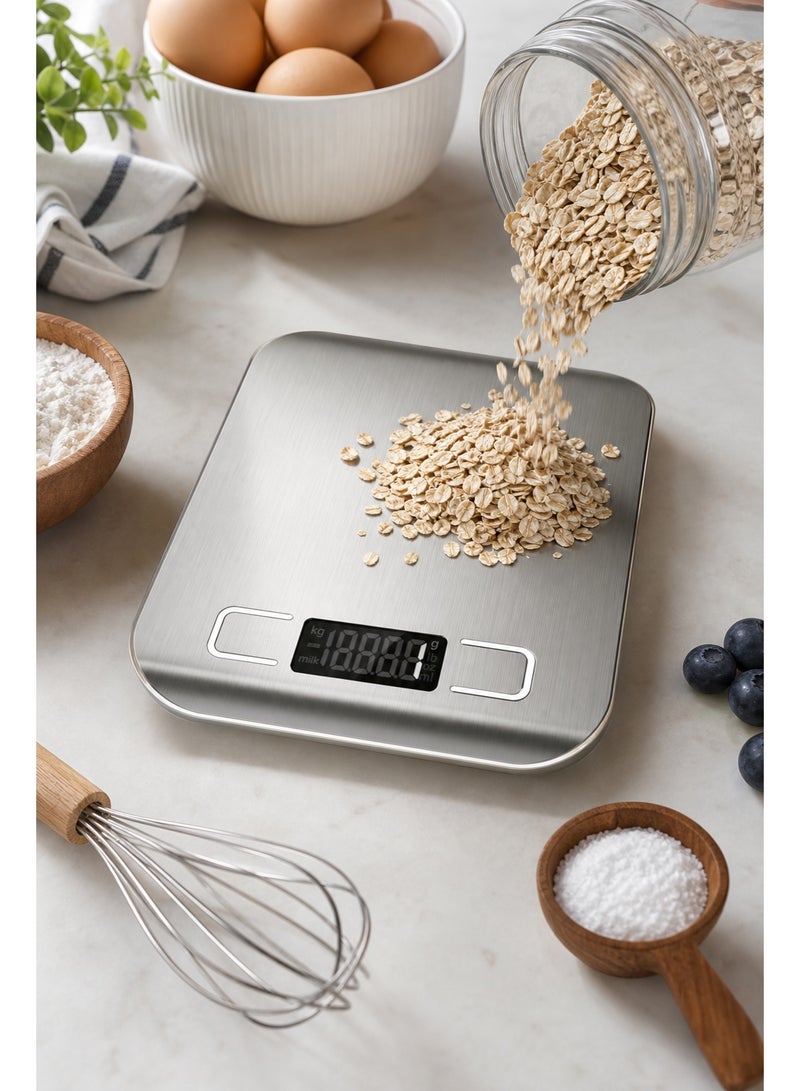 Kitchen Scale, Digital Kitchen Scale 10kg/1g High Precision, Food Scale with LCD Display & Waterproof Stainless Steel Platform, Multi-Unit Conversion for Baking, Cooking, Coffee, Home & Restaurant Use - Image 3
