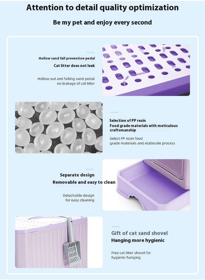 Kidle Foldable Cat Litter Box with Lid Cat Litter Tray Litter Basin for Cats 40*50*40cm  - Image 5
