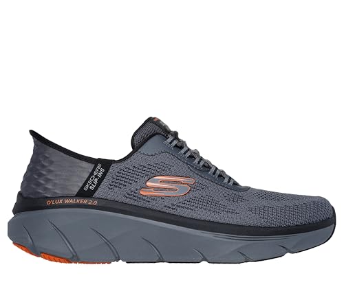 Skechers Men's D'Lux Walker 2.0 Rezinate Hands Free Slip-in Sneaker, Charcoal/Orange, 9 - Image 2