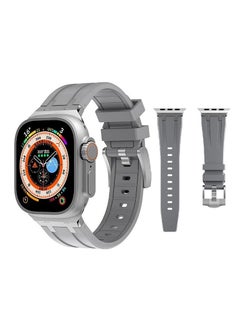 Generic Liquid Silicone Rubber Bands Compatible with Apple Watch Series Ultra 2 49/45/44/42 mm, Luxury Rubber Strap with Stainless Steel Adapter Grey  - Image 1