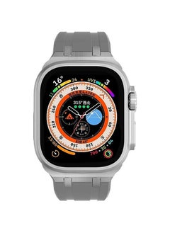 Generic Liquid Silicone Rubber Bands Compatible with Apple Watch Series Ultra 2 49/45/44/42 mm, Luxury Rubber Strap with Stainless Steel Adapter Grey  - Image 2