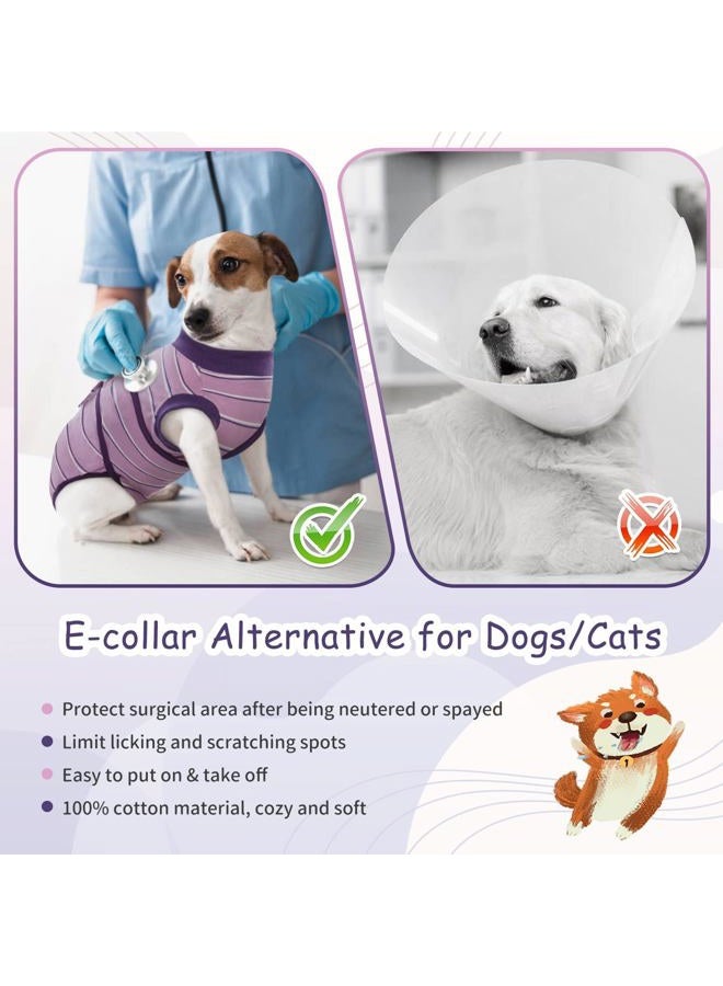 Kuoser Dog Surgery Suit Female Spay, Soft Dog Recovery Suit Male Neuter Anti Licking Dog Onesie E-Collar & Cone Alternative, Breathable Dog Surgical Suit for Surgery Recovery, Purple Strips M  - Image 5