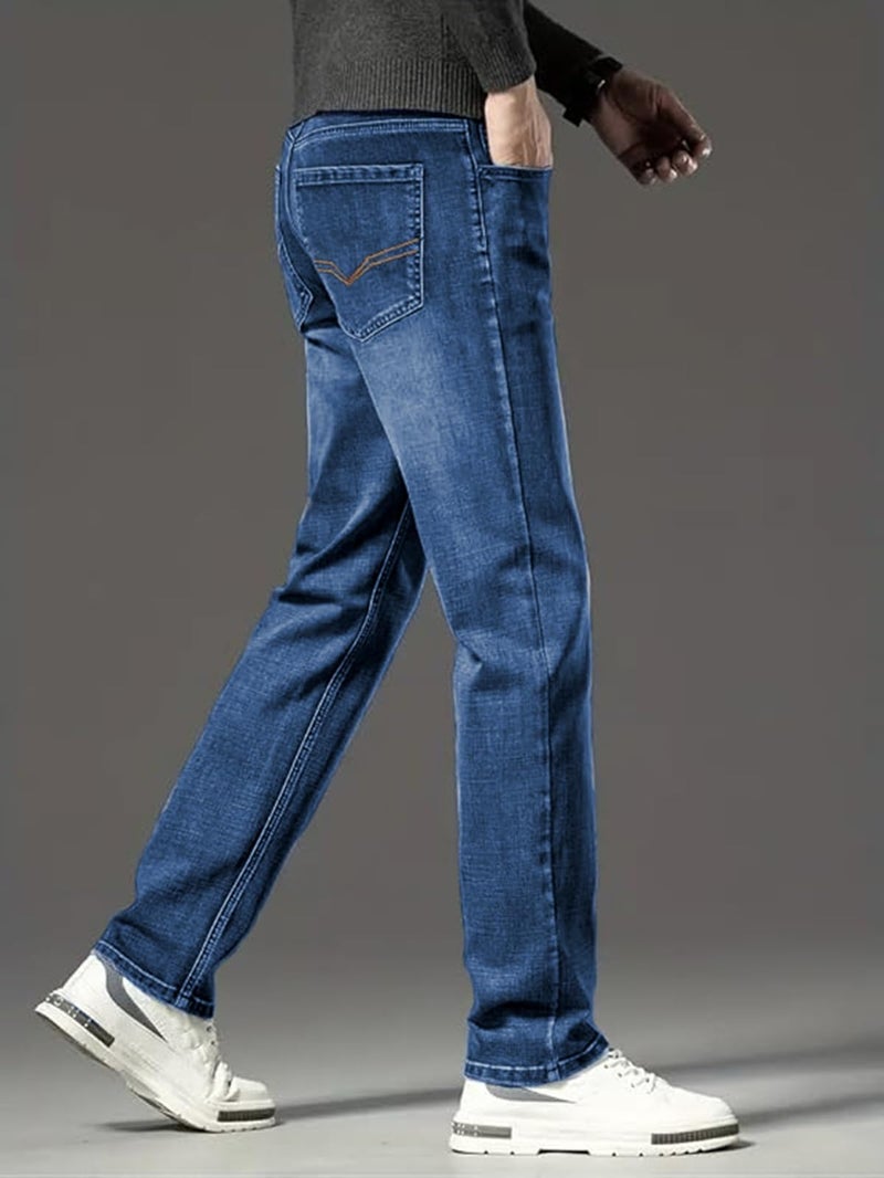 Ben Martin Men's Smart Fit Stretchable Jeans || Dark Blue Mid-Rise Denim Pants with Whisker Wash || Premium Casual Wear Jean for Men || 5 Pocket Jean's for Men's – Size 28 (3) - Image 3