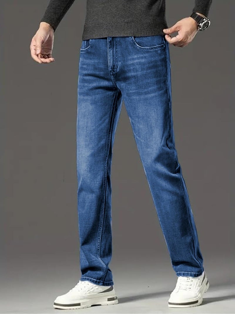 Ben Martin Men's Smart Fit Stretchable Jeans || Dark Blue Mid-Rise Denim Pants with Whisker Wash || Premium Casual Wear Jean for Men || 5 Pocket Jean's for Men's – Size 28 (3) - Image 2