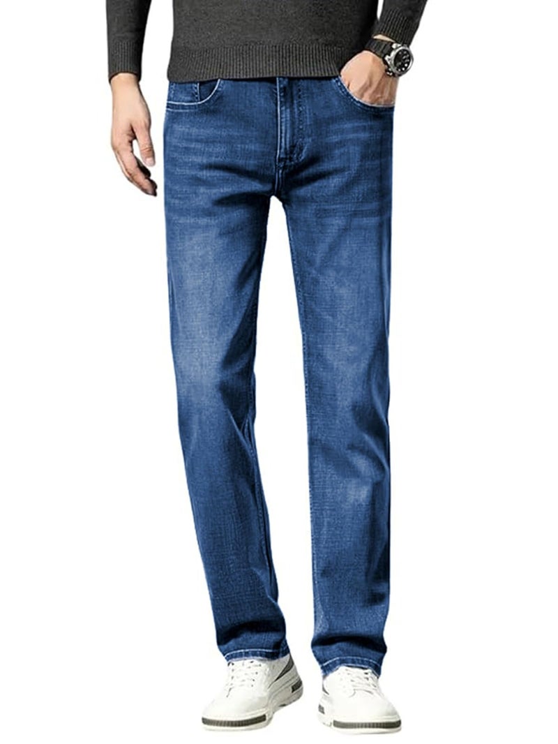 Ben Martin Men's Smart Fit Stretchable Jeans || Dark Blue Mid-Rise Denim Pants with Whisker Wash || Premium Casual Wear Jean for Men || 5 Pocket Jean's for Men's – Size 28 (3) - Image 1