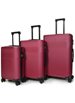MORANO MORANO Hard-Side Luggage Set for Unisex Lightweight 4 Double Wheeled Suitcase with Built-In Type Lock (Set of 3 Pcs,Burgandy)  - Image 2