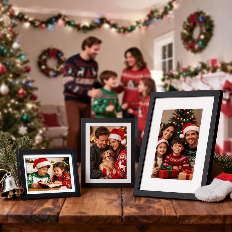 HappyHapi 5x7 Picture Frames Black Set of 10, Tabletop or Wall Display Pictures 4x6 with Mat or 5x7 Without, Multi Photo Frames Collage - Image 2