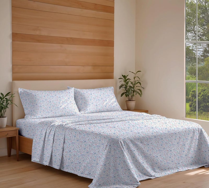 Ruvanti 100% Organic Cotton Sheets Twin XL Sheets Set, 3 PC Cotton Twin XL Bed Sheets, Soft & Breathable Crispy Percale Weave, Deep Pocket Twin XL Sheet, Hotel Quality Bed Sheets - Multi Paisley - Image 2
